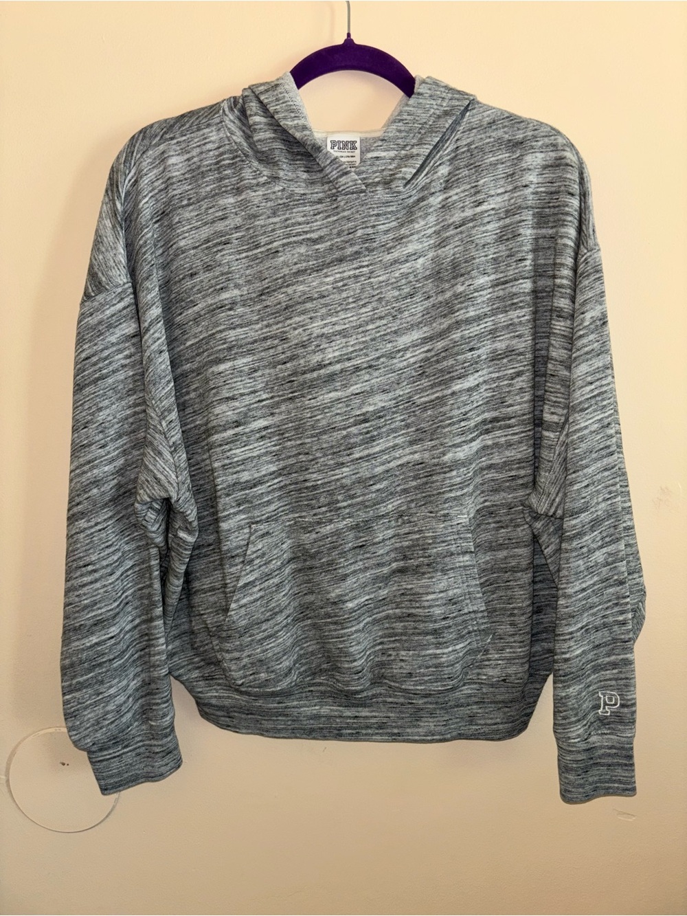 PINK Victoria's Secret Gray Marled Hooded Sweatshirt - Men's Casual Pullover